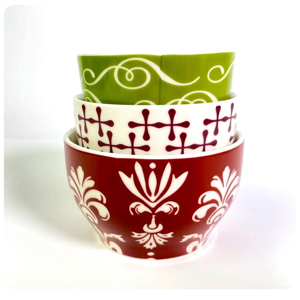 Starbucks Red, White, and Green Ceramic Bowls